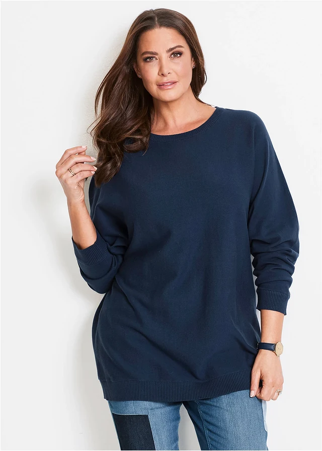 Pull à manches chauve-souris, Couleur: bleu foncé