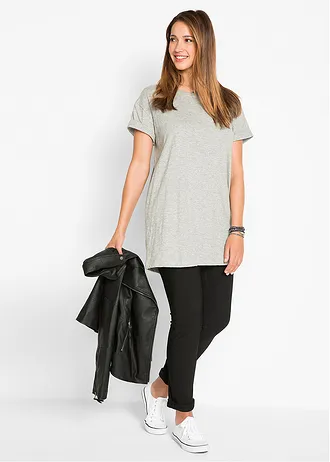 Longshirt van katoen, Kleur: lichtgrijs gemêleerd