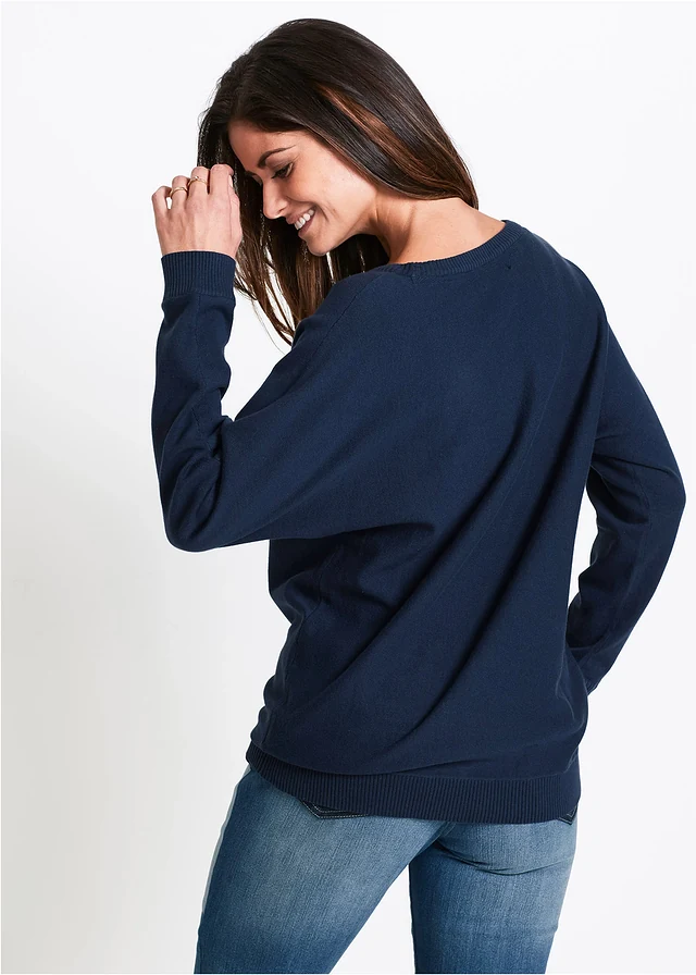 Trui met vleermuismouwen • donkerblauw • product-page.page-title-suffix