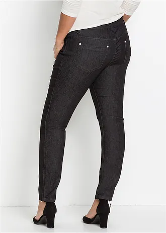 Skinny jeans mid waist, super stretch, Kleur: zwart denim