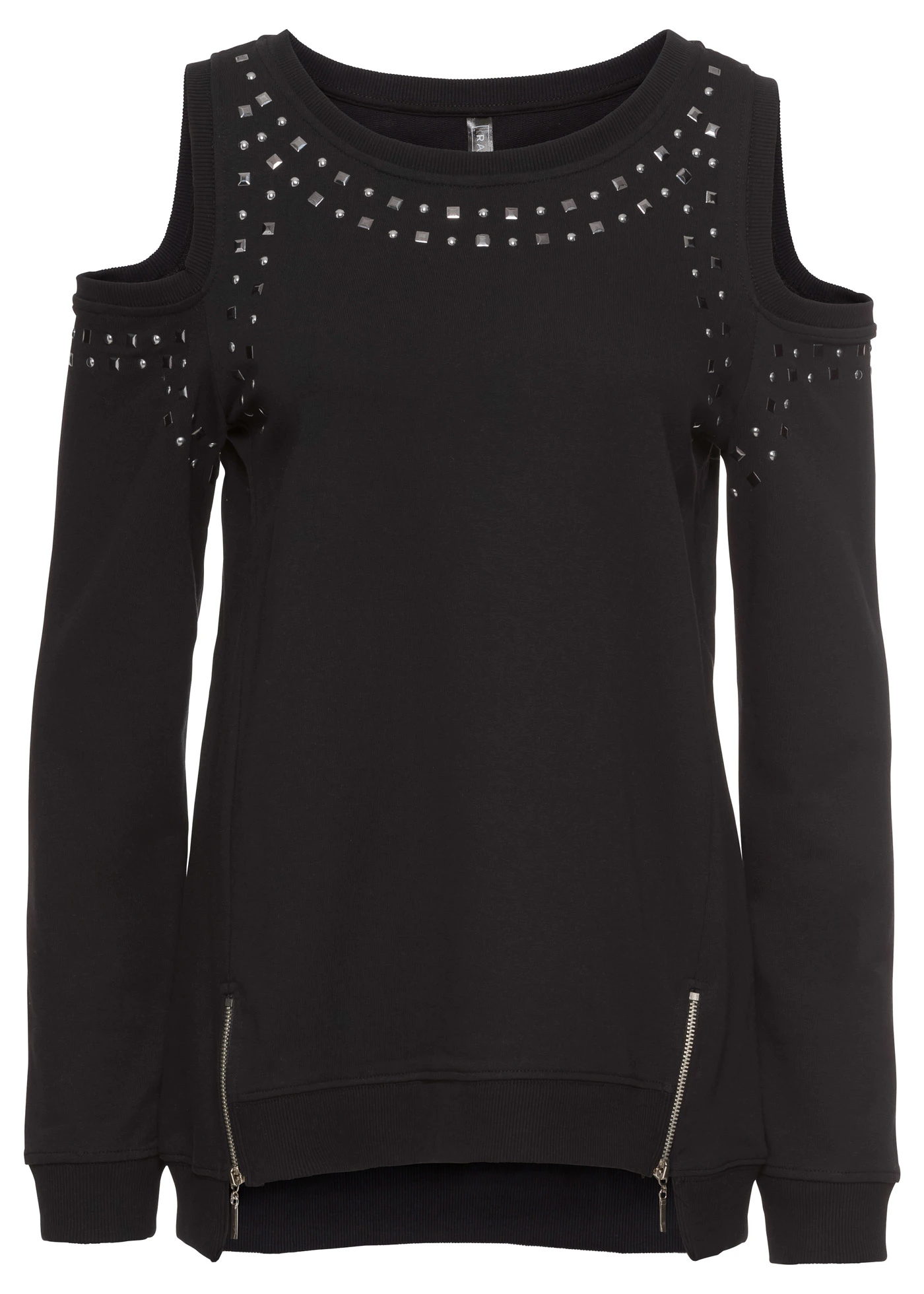 Bluza z wycięciami i ćwiekami • czarny • sklep bonprix