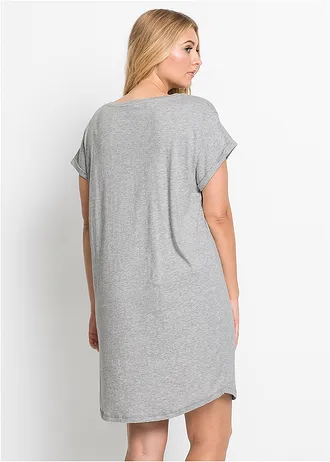 Krátká noční košile, barva: světle šedý melír s potiskem