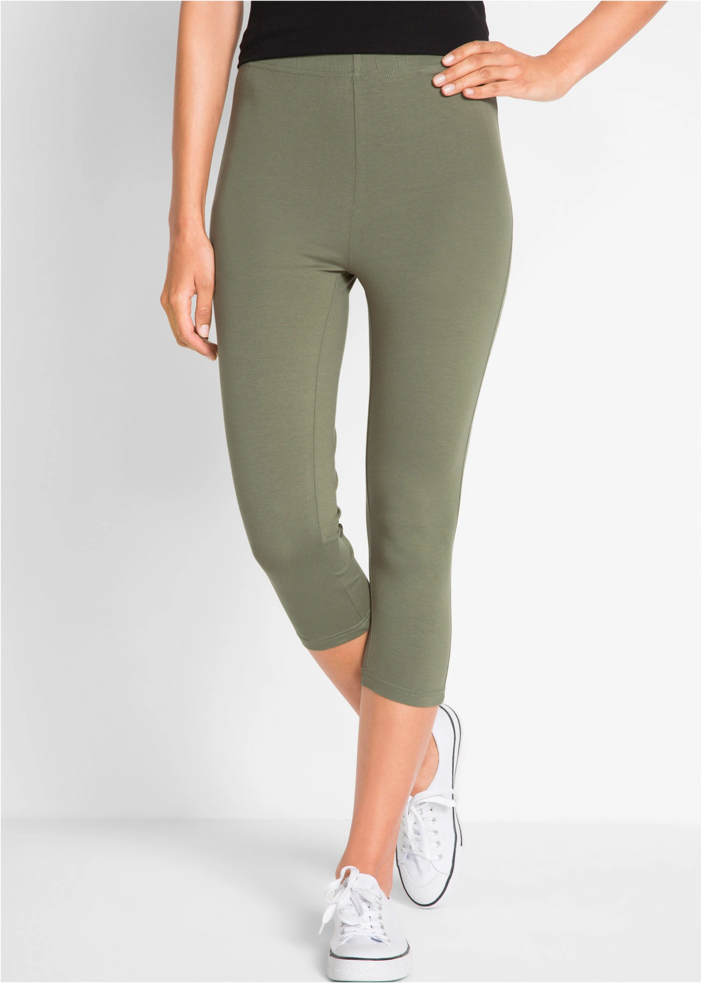 Slim fit capri legging (set van 2) • olijfgroen+zwart • bonprix online shop