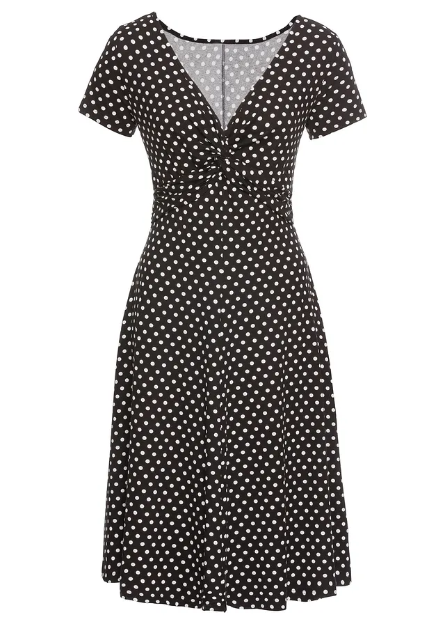 Robe en jersey viscose extensible • noir pois blanc • Boutique bonprix