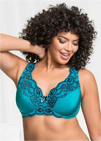 Minimizer bh met beugels en kant • petrolgroen-zwart plus size • bonprix online shop