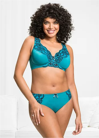 Minimizer bh met beugels en kant • petrolgroen-zwart plus size • bonprix online shop