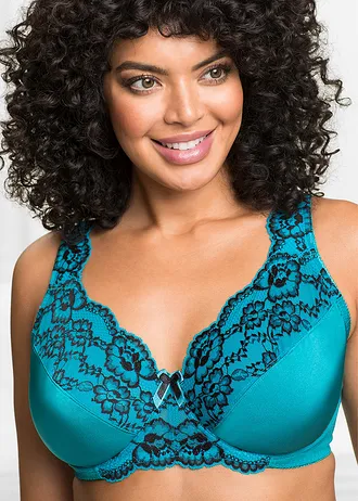 Minimizer bh met beugels en kant • petrolgroen-zwart plus size • bonprix online shop