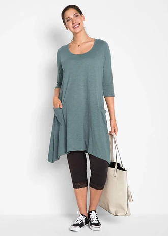 Capri legging met kant, Kleur: zwart