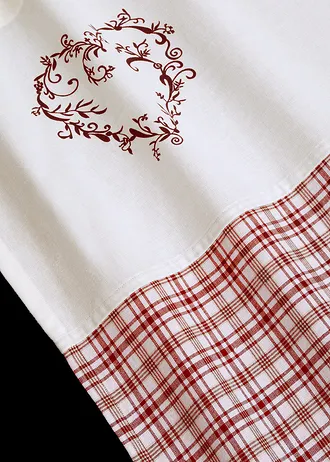 Draperie din bumbac organic, cu bentiță de drapare (1 buc.) • roșu cadrilat • magazin bonprix