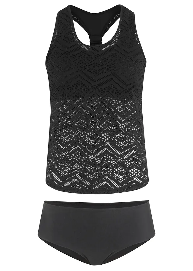Costum de baie tankini (set/2 piese) din dantelă