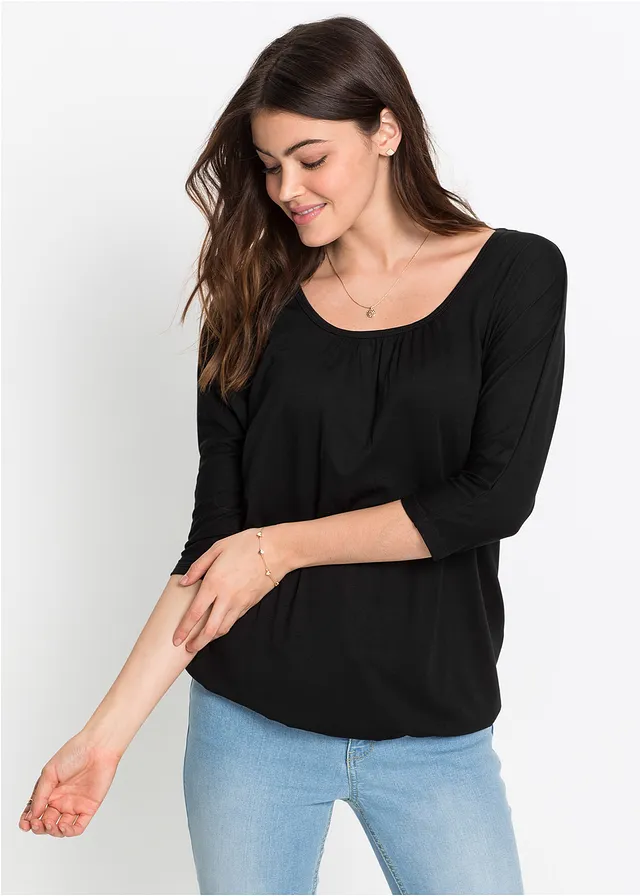 Oversized shirt in een viscosemix • zwart • bonprix online shop