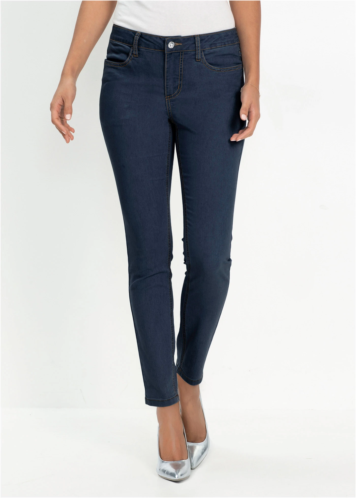 Jean skinny taille mi-haute, super extensible • denim bleu foncé • Boutique bonprix