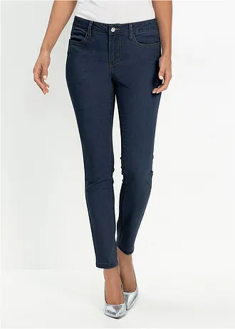 Džíny Skinny, Mid Waist, super streč, barva: tmavě modrý denim