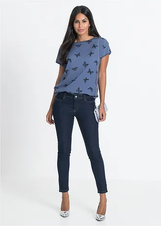 Dżinsy skinny ze średnim stanem, z super stretchem • granatowy denim • sklep bonprix