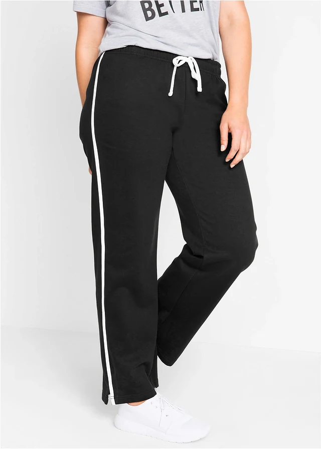Lot de 2 pantalons en molleton épais 100% coton, Couleur: noir + noir