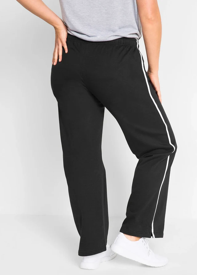 Lot de 2 pantalons en molleton épais 100% coton, Couleur: noir + noir