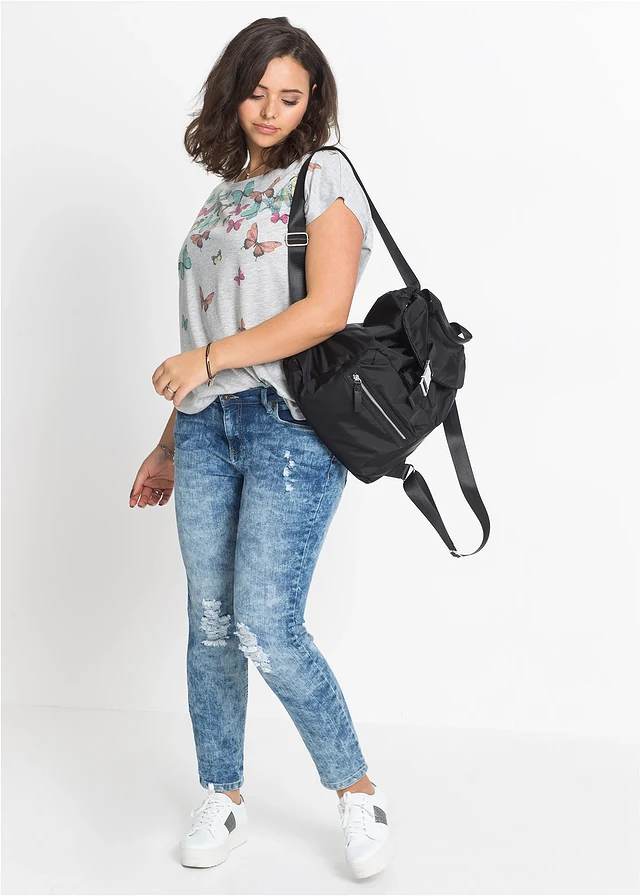 T-shirt doux, Couleur: gris chiné