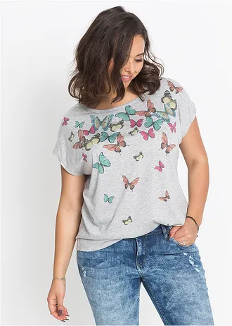 Shirt in een zachte viscosemix • grijs gemêleerd plus size • bonprix online shop