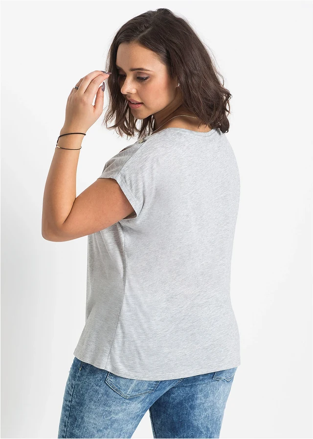 T-shirt doux, Couleur: gris chiné