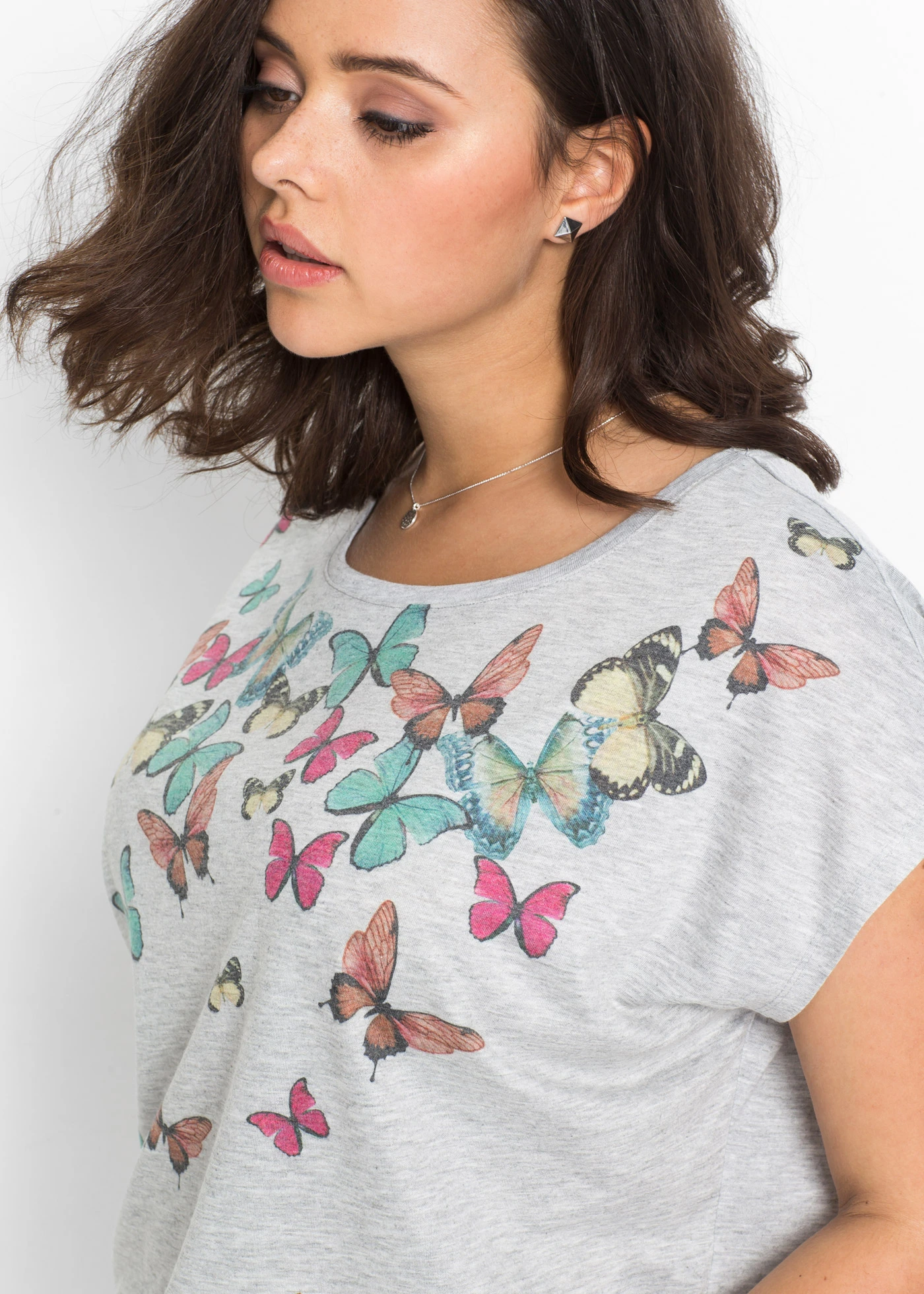 Shirt in een zachte viscosemix • grijs gemêleerd plus size • bonprix online shop