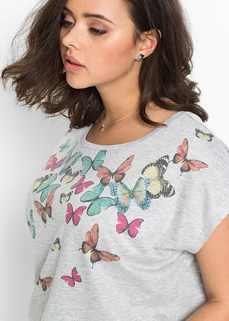 Shirt in een zachte viscosemix • grijs gemêleerd plus size • bonprix online shop