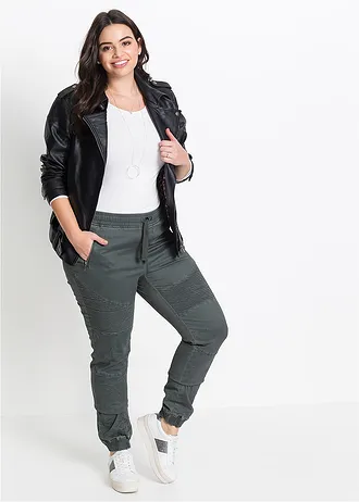 Broek met biker details, Kleur: antraciet used