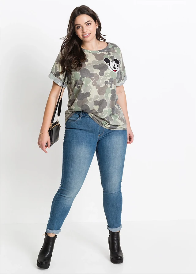 Shirt Mickey Mouse borduursel, Kleur: groen-bruin camouflage