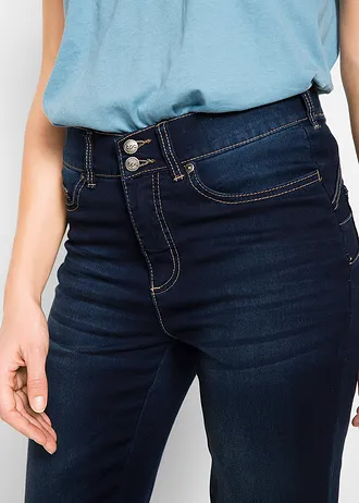 Džíny Bootcut, Mid Waist, tvarující, barva: tmavě modrý denim