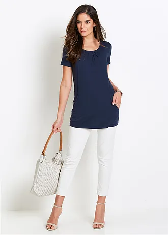 Longshirt met viscose, Kleur: donkerblauw