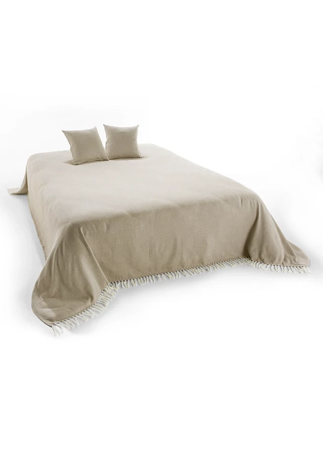 Plaid met franjes, Kleur: crème