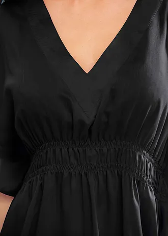 Transparante strandtuniek met V-hals, Kleur: zwart