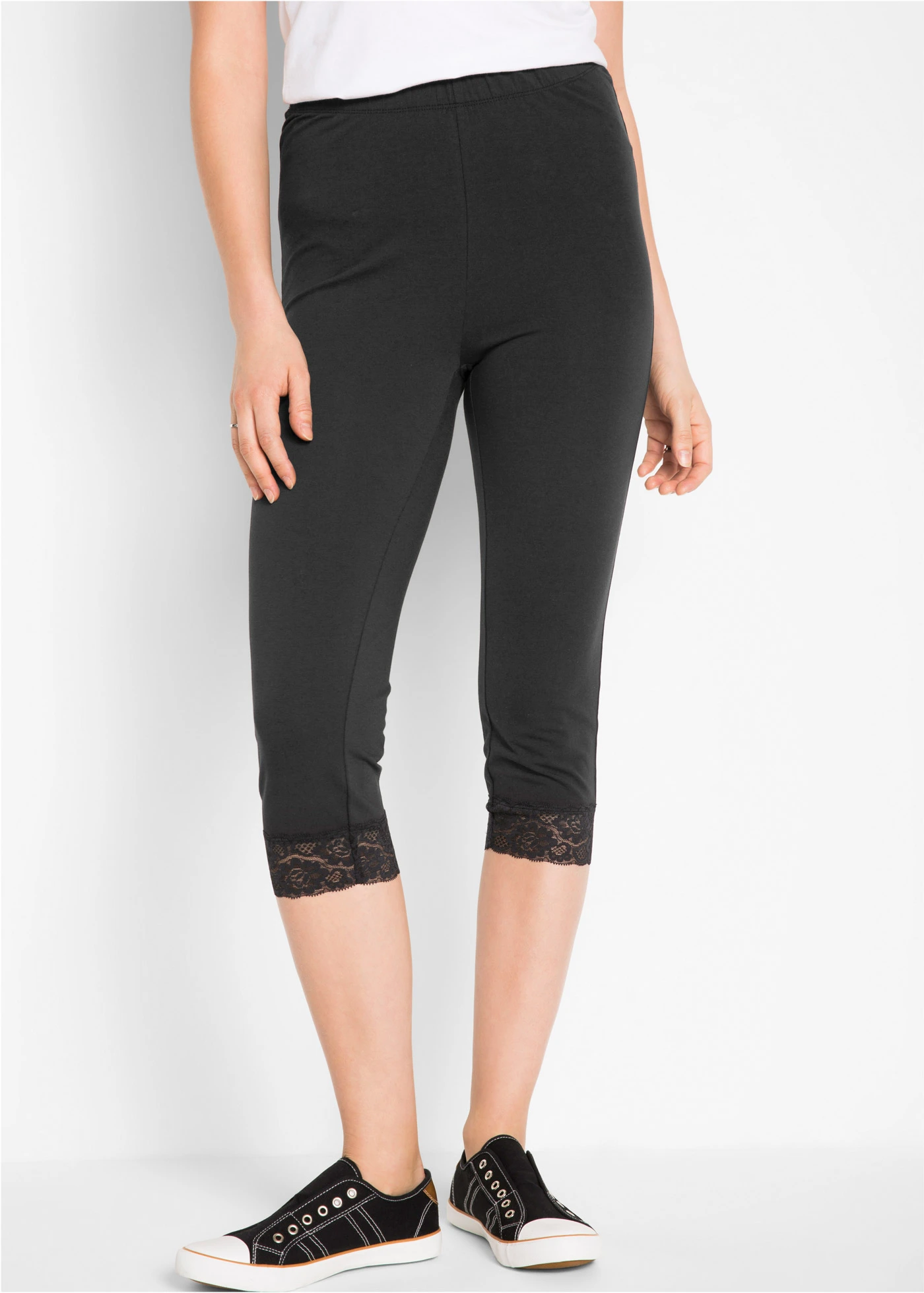 Capri legging met kant • zwart • bonprix online shop
