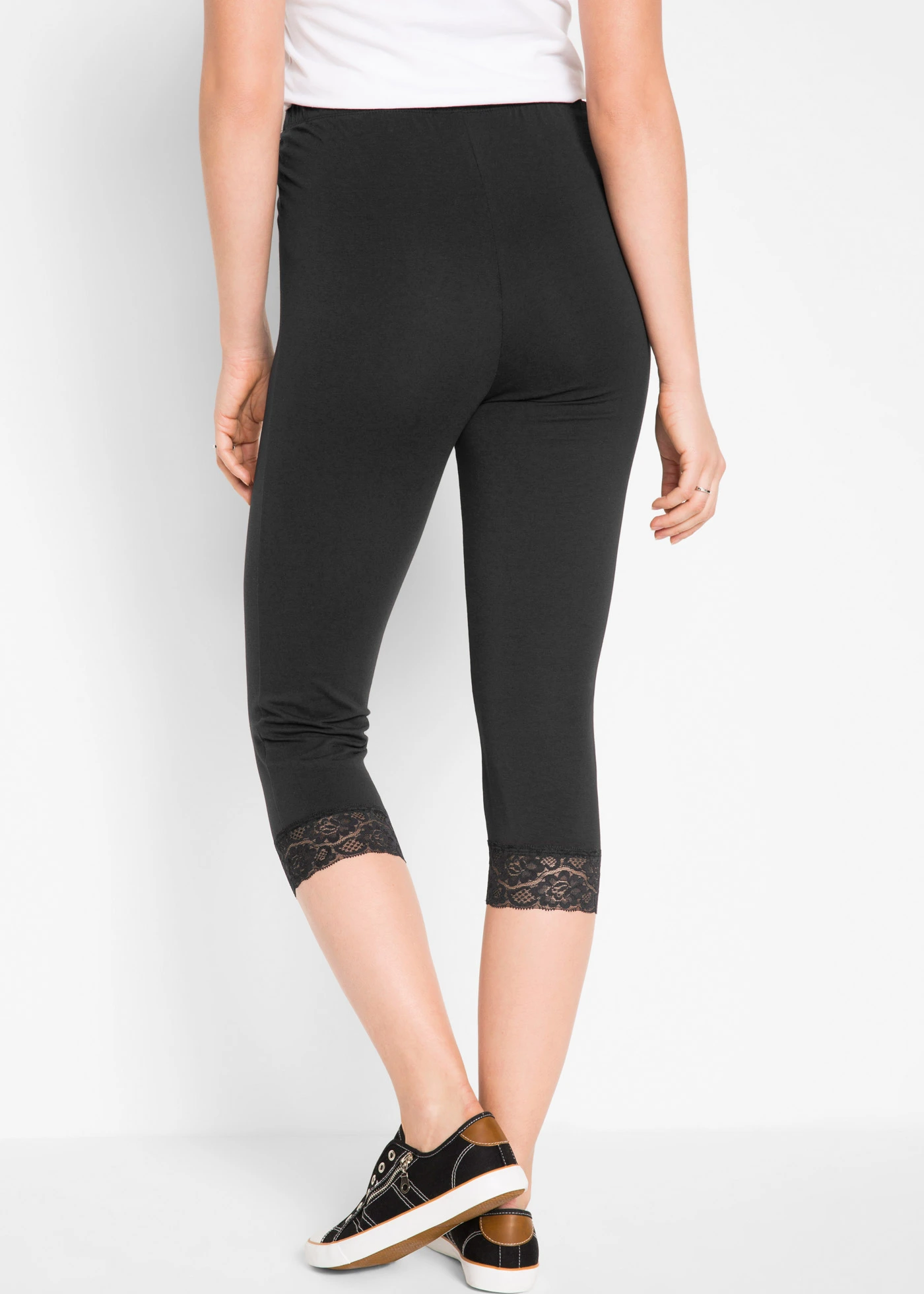 Capri legging met kant • zwart • bonprix online shop