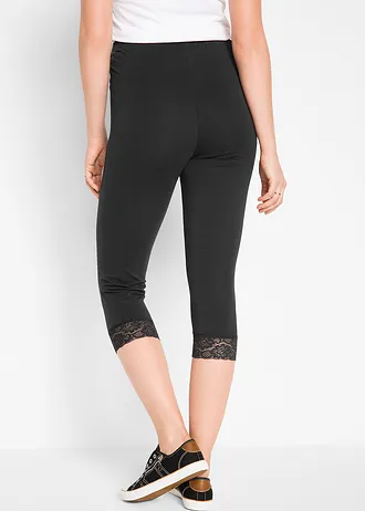 Capri legging met kant • zwart • bonprix online shop
