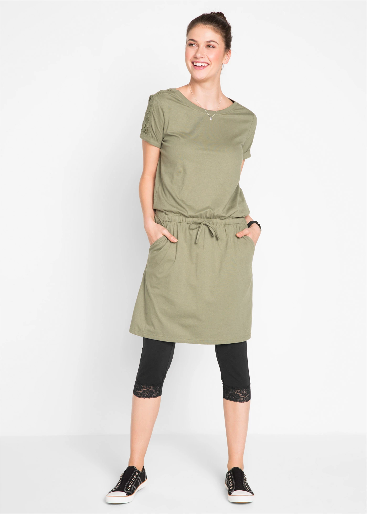 Capri legging met kant • zwart • bonprix online shop