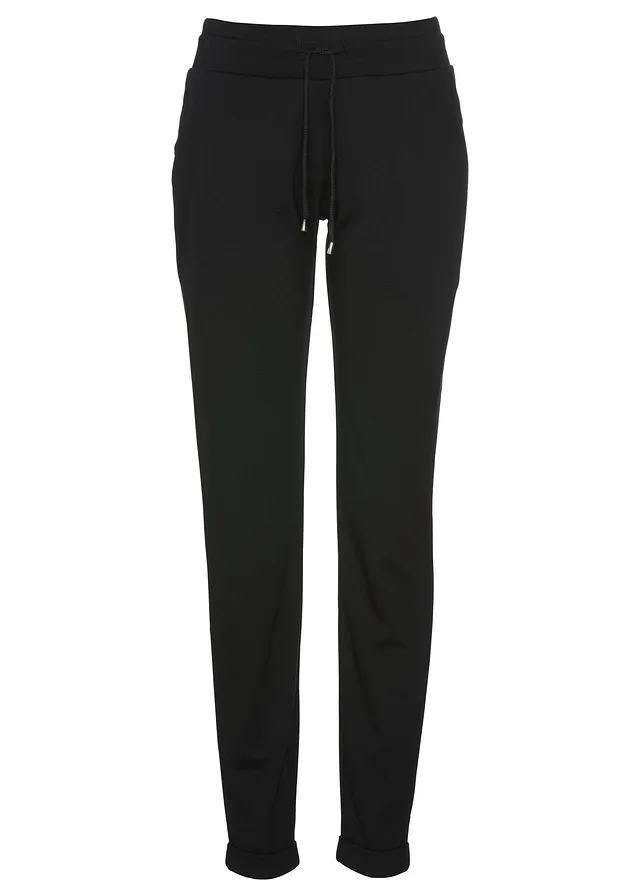 Pantaloni cu elastic și șiret în talie din amestec de viscoză