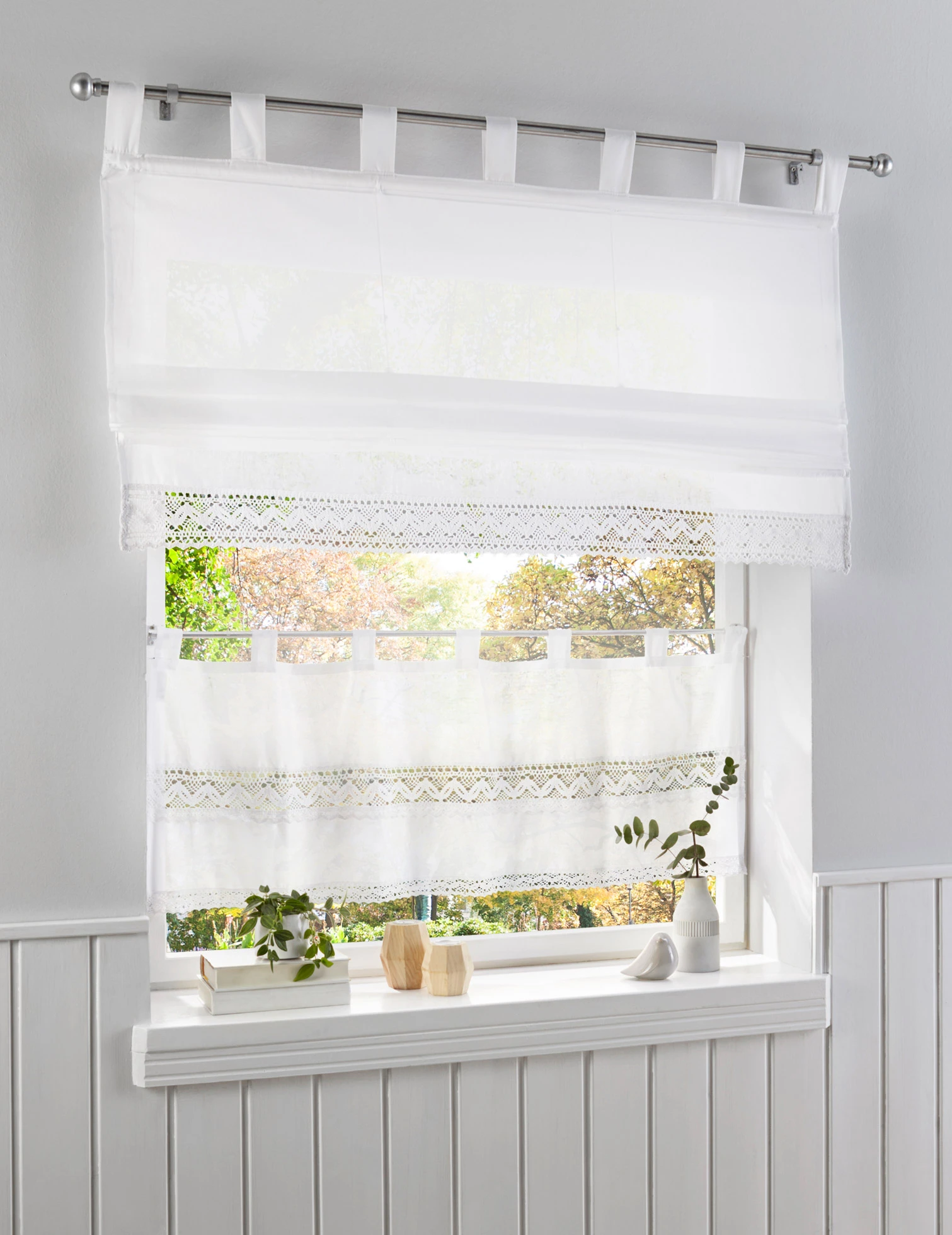 Brise-bise à bordure au crochet • blanc • Boutique bonprix