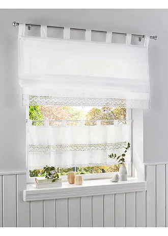 Vitrážková záclona s háčkovaným lemem • bílá • bonprix obchod