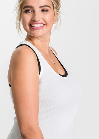 Žebrované tílko z čisté organické bavlny (2 ks v balení), barva: černá + bílá