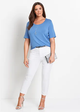 Stretch broek van katoen, Kleur: wit