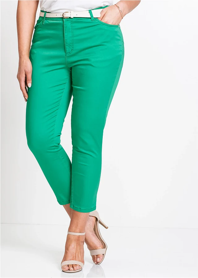 Pantalon en coton extensible, Couleur: vert jade