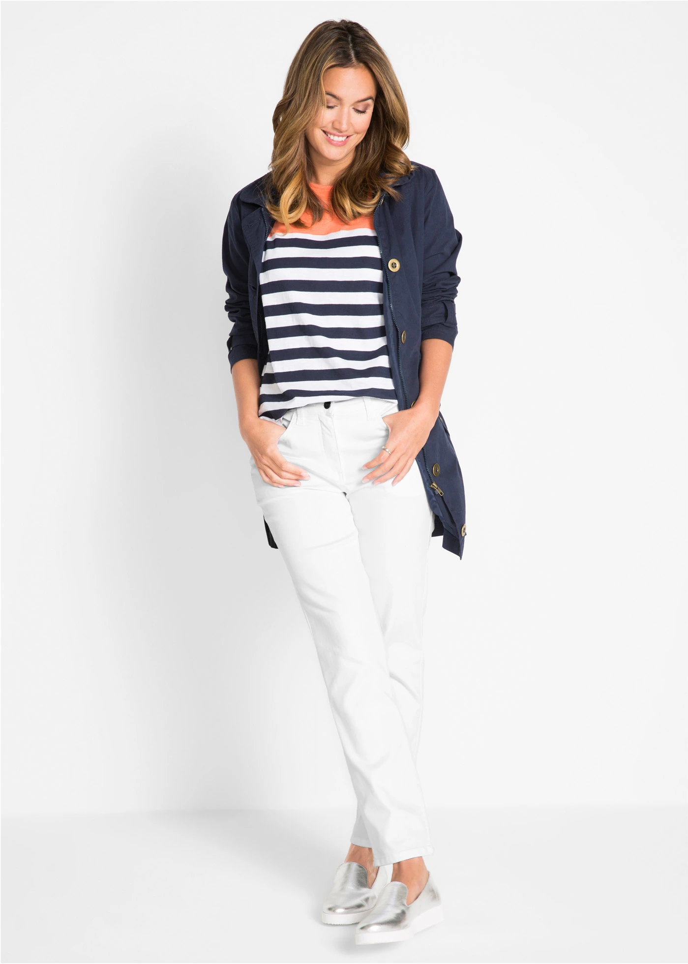 Strečové džíny s rovnými nohavicemi, Mid Waist • bílá • bonprix obchod