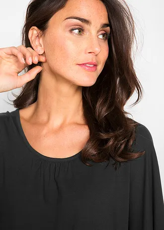 Shirt van viscose met vleermuismouwen • zwart • bonprix online shop