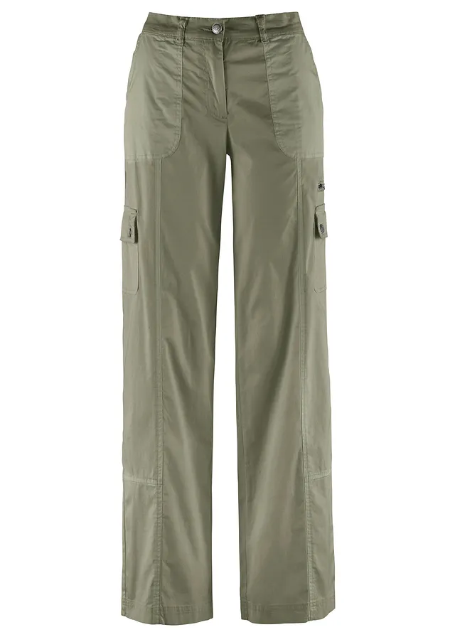 Pantaloni cargo cu talie medie din bumbac