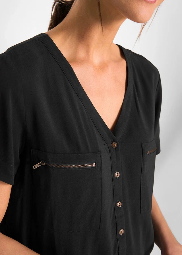 Blouse en viscose manches courtes • noir • product-page.page-title-suffix