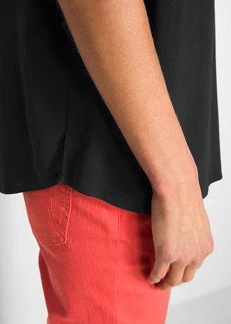 Halenka s krátkým rukávem, ze splývavé viskózy • černá • bonprix obchod