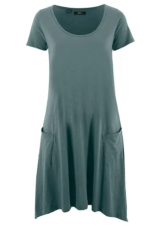 Korte, katoenen shirtjurk van slub garen • eucalyptusgroen • bonprix online shop