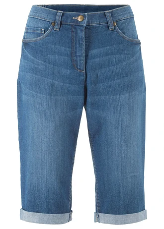 Bermude de blugi cu tiv întors, Mid Waist • albastru denim • magazin bonprix