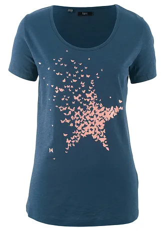 T-shirt coton en fil flammé, manches courtes