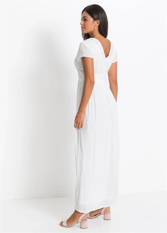 Robe longue en viscose fluide, Couleur: écru